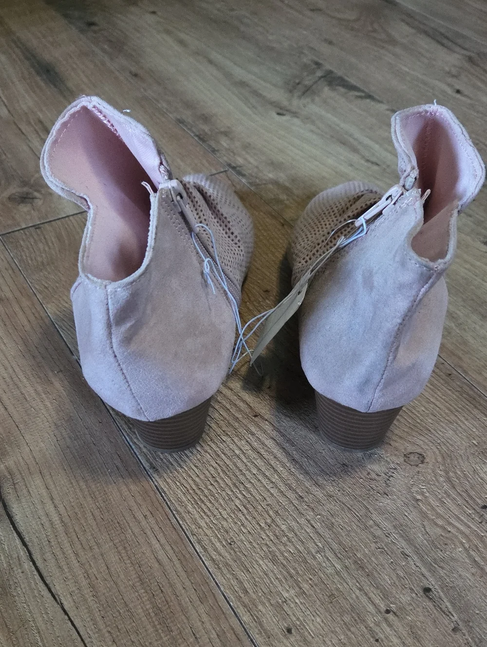 Falls Creek | Laser Cut Side-Zip Ankle Booties in Light Pink